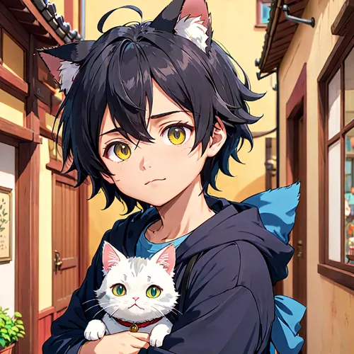 domestic short-haired cat,cat child,jiji the cat,cat ears,cat mom,cute cat,nyan,cat kawaii,cat's cafe,domestic cat,two cats,young cat,cat baby,stray cat,kitty,anime boy,little cat,long-haired hihuahua,cat,flower cat,Anime,Anime,Traditional