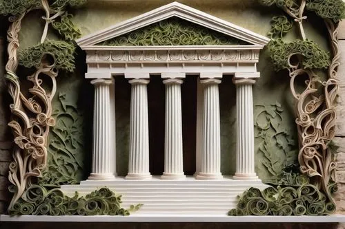 doric columns,palladian,greek temple,temple of diana,zappeion,peristyle,columns,mausolea,three pillars,doric,roman temple,pillars,treasury,palladio,walhalla,house with caryatids,entablature,neoclassical,colonnaded,pediment,Unique,Paper Cuts,Paper Cuts 09