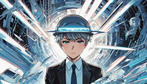 umiuchiwa,cells,sakana,conductor,engineer,anime cartoon,sidonia,diamond background,2d,valerian,destroy,blue-collar worker,cyber,yukio,cybernetics,archer,exploding head,xenon,electro,electrician,Conceptual Art,Sci-Fi,Sci-Fi 06