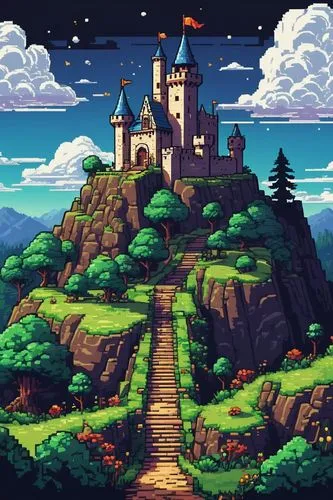 castlevania,pixel art,knight's castle,fairy tale castle,summit castle,fairytale castle,castle,castle keep,principality,bird kingdom,gold castle,castle ruins,peninsula,paisaje,magical adventure,fairy tale icons,castlelike,fantasy world,castletroy,bonnycastle,Illustration,Paper based,Paper Based 03