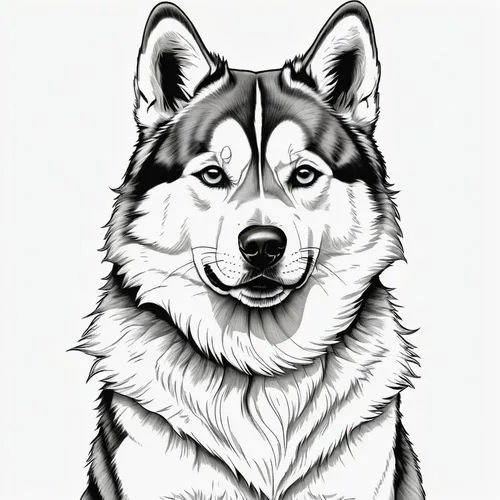 malamute,dog illustration,dog line art,siberian husky,dog drawing,husky,Illustration,Children,Children 03