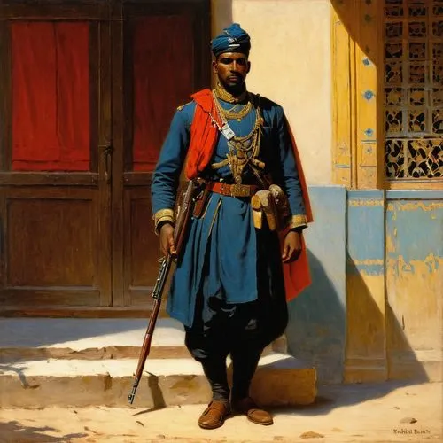 zouave,korchagin,janissary,zouaves,comorians,sikhs,turkistani,durbar,peshwa,safronov,orientalist,senegambian,dahomey,bahakel,bajirao,hussites,aurangzeb,tajiks,carabantes,moorish,Art,Classical Oil Painting,Classical Oil Painting 42