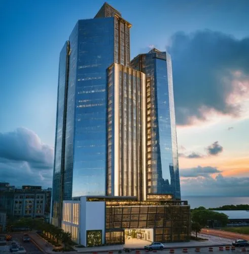 a very tall building sitting on the top of a hill,rotana,luanda,hiranandani,abidjan,ikoyi,maputo,Photography,General,Cinematic