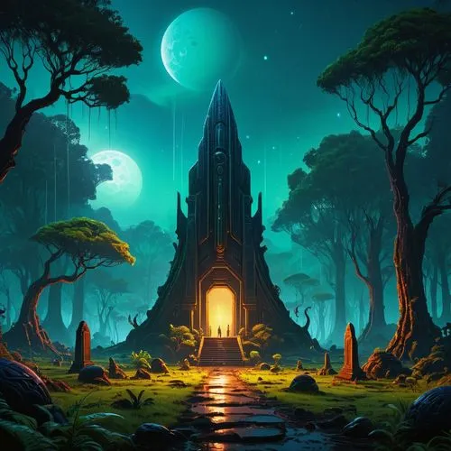 fantasy picture,fantasy landscape,portal,temples,futuristic landscape,ancient city,Conceptual Art,Sci-Fi,Sci-Fi 12