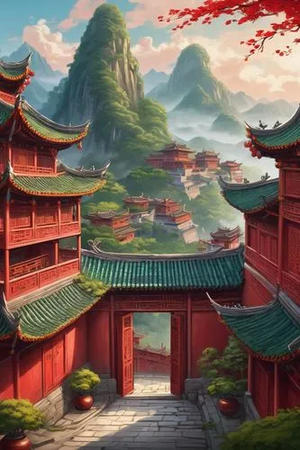 tianxia,world digital painting,dojo,jinchuan,landscape background,qibao,roof landscape,asian architecture,oriental,cartoon video game background,yuexiu,hall of supreme harmony,chuseok,qingcheng,maoyuan,teahouses,teahouse,tigers nest,huayi,huanghua,Illustration,Black and White,Black and White 05