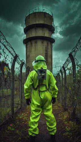 Nuclear waste facility, futuristic, industrial, metallic structure, concrete foundation, cylindrical containers, warning signs, barbed wire fencing, surveillance cameras, rusted pipes, steel beams, ee