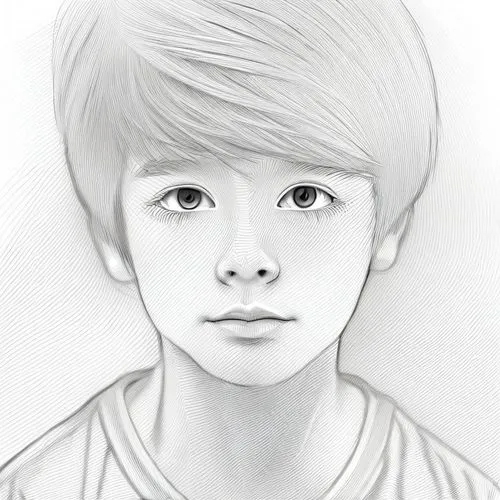 child portrait,graphite,potrait,digital drawing,digital artwork,paeonie,digital art,kids illustration,angel line art,newt,samuel,digital painting,grayscale,drawing,portrait,doll's facial features,anim