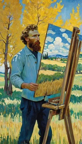 painting technique,vincent van gogh,post impressionism,painter,post impressionist,painting,vincent van gough,italian painter,self-portrait,meticulous painting,khokhloma painting,farmer in the woods,easel,artist brush,oil painting,artist portrait,man with a computer,artist,glass painting,art painting,Conceptual Art,Oil color,Oil Color 14