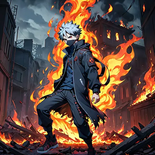 fire background,killua,killua hunter x,fire devil,city in flames,fire artist,burn down,burning,kakashi hatake,arson,burning earth,riot,fire master,burning house,firebrat,burning hair,cg artwork,smoke background,dancing flames,apocalyptic,Anime,Anime,General