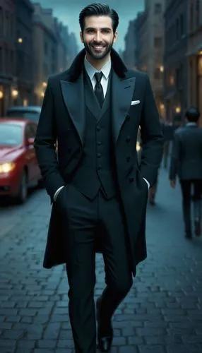 Dark city background, short beard, smiling in tuxedo,emraan,figo,kocaman,soheil,khaldoon,kramnik,ezel,volkan,neerveli,karagounis,necati,mcartor,alguersuari,engin,comendador,reshammiya,safarov,verasteg