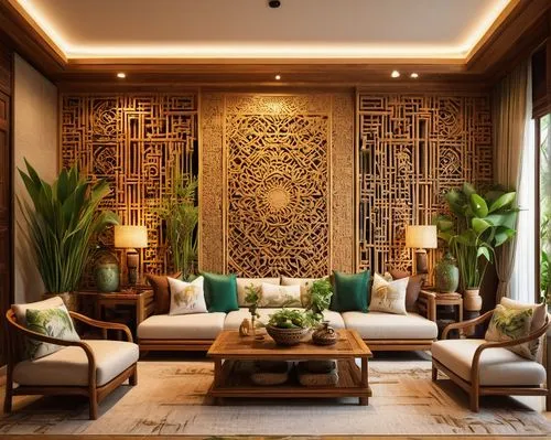 interior decor,patterned wood decoration,interior decoration,contemporary decor,modern decor,moroccan pattern,ornate room,wall decoration,carved wall,decor,peranakan,sitting room,interior design,luxury home interior,shangri,amanresorts,ethnic design,anantara,hotel lobby,gold wall,Conceptual Art,Oil color,Oil Color 07