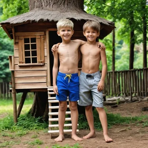 happy children playing in the forest,belarusians,girl and boy outdoor,grandnephews,bosniaks,wooden sauna,Photography,General,Realistic