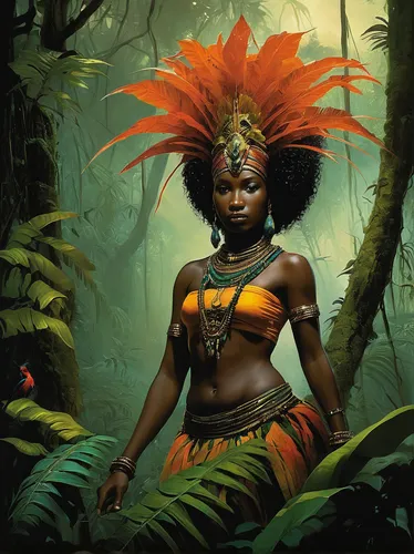 Write a suspenseful story set in the dense jungles of Cameroon.,african woman,cameroon,polynesian girl,warrior woman,african culture,african art,african american woman,nigeria woman,benin,polynesian,v