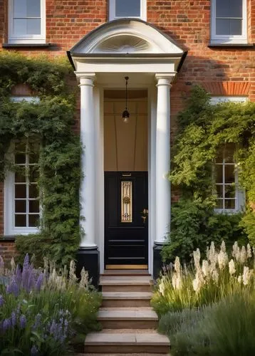 highgrove,the threshold of the house,house entrance,vicarage,windlesham,garden door,doorstep,doorsteps,exterior decoration,fairholme,champneys,babington,gunby,weatherboarded,beningbrough,oxenden,dandelion hall,oxshott,garden elevation,country house,Art,Classical Oil Painting,Classical Oil Painting 32