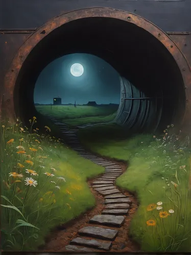 wall tunnel,tunnel,hollow way,train tunnel,railroad,pathway,tunnel of plants,railway tunnel,heaven gate,railroad trail,underpass,stargate,scythe,road to nowhere,canal tunnel,railroad track,railway track,tank cars,the path,gateway,Illustration,Abstract Fantasy,Abstract Fantasy 15