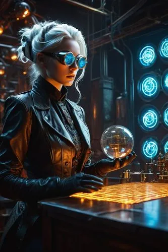 cyber glasses,transistor,cyberpunk,sci fiction illustration,spy-glass,transistor checking,watchmaker,vendor,librarian,electro,female doctor,researcher,cg artwork,operator,cyber,cybernetics,powerglass,magistrate,symetra,fish-surgeon,Photography,Fashion Photography,Fashion Photography 15