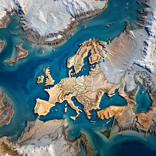 Europa hace 10000 años, en plena glaciación ,relief map,spitzbergen,spitsbergen,svalbard,eumetsat,cylindric,isfjorden,aleutian,westfjords,digitalglobe,landsat,eyjafjallajokull,srtm,satellite image,sto