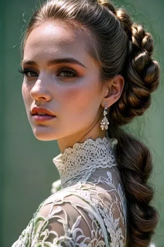 updo,bridal accessory,embellished,bridal jewelry,miss circassian,elegant,victorian lady,elegance,victorian style,chignon,princess' earring,jeweled,french braid,filigree,bridal,gypsy hair,russian folk style,boho,vintage makeup,valentino