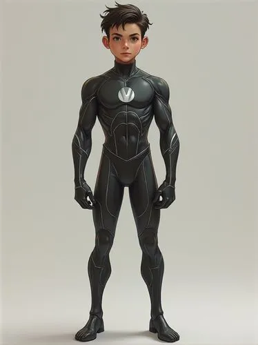 Young teenage boy, superhero, spandex suit, latex suit, tight, slim, ,an image of a man in a suit,vax figure,actionfigure,action figure,marvel figurine,3d figure,banpresto