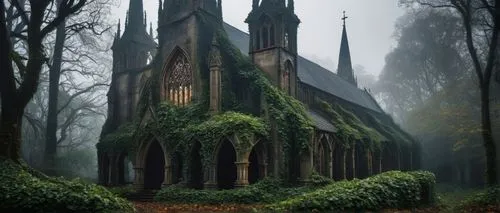 haunted cathedral,gothic church,sunken church,forest chapel,black church,the black church,wooden church,witch house,gothic style,gothic,witch's house,little church,holy forest,cathedral,resting place,dark gothic mood,holy place,chapels,old graveyard,nunery,Illustration,Realistic Fantasy,Realistic Fantasy 07