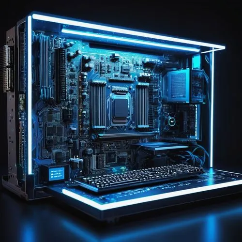 fractal design,prebuilt,cyanamid,blue light,computer art,computer graphic,computer workstation,pc,motherboard,garrison,vega,motherboards,blu,xfx,computer case,computerized,bluelight,electric blue,compute,pentium,Photography,Documentary Photography,Documentary Photography 27