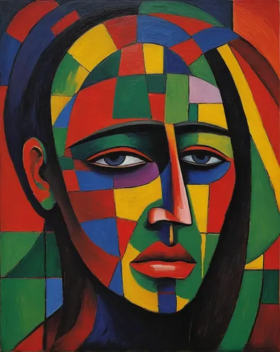 woman's face,woman face,woman thinking,cubism,multicolor faces,head woman,young woman,portrait of a woman,woman sitting,picasso,portrait of a girl,woman portrait,girl with cloth,african art,african woman,praying woman,face,decorative figure,art deco woman,inca face,Art,Artistic Painting,Artistic Painting 36