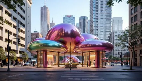 futuristic art museum,koons,futuristic architecture,public art,heatherwick,zeil,transbay,safdie,bus shelters,mvrdv,publicis,sydney australia,flyer carousel,apple store,3d rendering,halderman,damrosch,urban design,headquaters,club mushroom