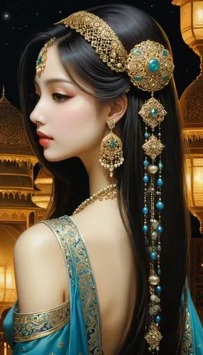 oriental princess,radha,mastani,anarkali,jodha,rem in arabian nights,Illustration,Realistic Fantasy,Realistic Fantasy 08