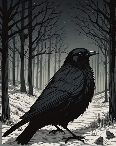 corvid,brewer's blackbird,corvidae,crow,black crow,crows,crows bird,murder of crows,carrion crow,mountain jackdaw,common raven,raven bird,black bird,black raven,jackdaw,nocturnal bird,corvus,night bird,blackbird,jackdaws,Illustration,Black and White,Black and White 02