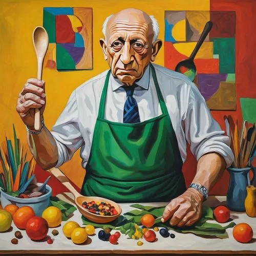 picasso,italian painter,sicilian,arcimboldi,stravinsky,dielman,mercadante,cucina,drucker,elderly man,bluemner,schoenberg,mexican painter,restauranteur,lapo,jasinski,peppino,provender,pensioner,chef,Art,Artistic Painting,Artistic Painting 05