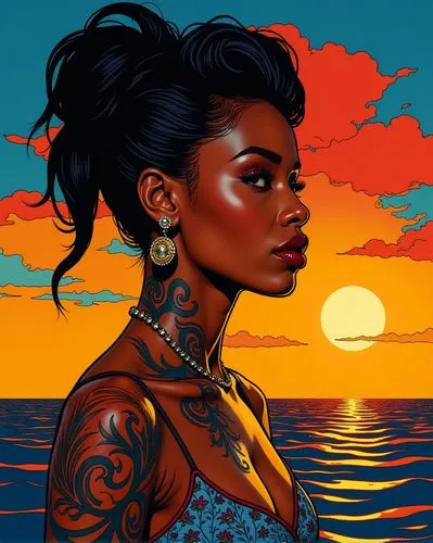 oshun,azilah,moana,maliana,nubian,african woman,Illustration,American Style,American Style 04