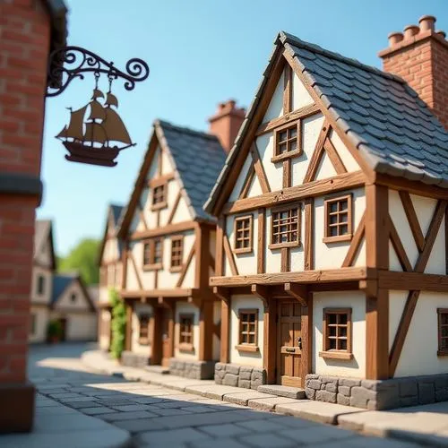 miniature house,dolls houses,townscapes,half-timbered house,half-timbered houses,timber framed building