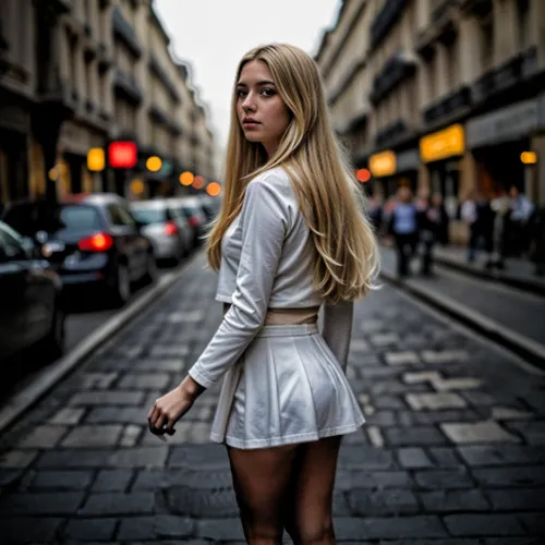 Extender y completar la imagen,blond girl,blonde girl,girl walking away,lycia,blonde woman,girl in white dress,young woman,the blonde photographer,blonde girl with christmas gift,on the street,cool bl