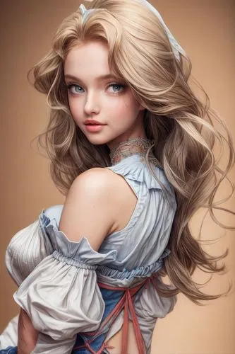  auburn miss hottie, adorable fantasy, very cute, sweet beautiful young woman , bare shoulders and bare back,female doll,painter doll,cloth doll,dress doll,vintage doll,doll dress,rapunzel,doll figure