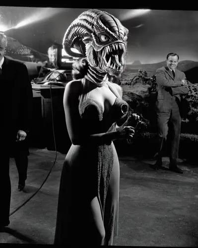 extraterrestrial life,science-fiction,alien invasion,doomsday,alien,film noir,gorgon,science fiction,saucer,hitch,area 51,dance of death,aliens,cybernetics,random access memory,vampira,sphynx,sci fi,photomontage,reptilia