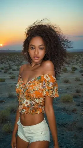 As the sun begins to set, casting a warm orange glow over the vast expanse of the desert, the desert is illuminated by the soft glow of a fiery orange storm. At the center of the scene, a long, curvy 