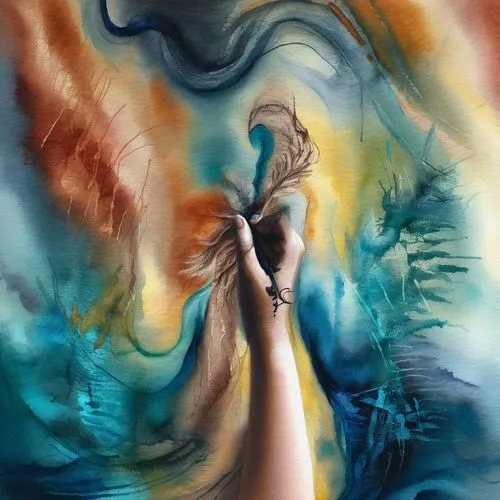 feel safe when you are here,the painting is in color and a woman's hand is reaching up,smoke art,hand digital painting,bodypainting,chalk drawing,hand painting,abstract smoke,Illustration,Paper based,