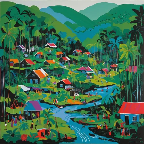 dominica,khokhloma painting,haiti,honduras lempira,jamaica,kohphangan,samoa,chiapas,mindanao,kerala,vietnam,costa rica,dominican republic,tahiti,martinique,laos,colombia,guanabá real,central america,david bates,Art,Artistic Painting,Artistic Painting 23