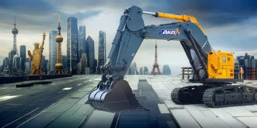 an image of a construction site with an orange excavator,two-way excavator,constructicon,kobelco,excavators,excavator,construction machine