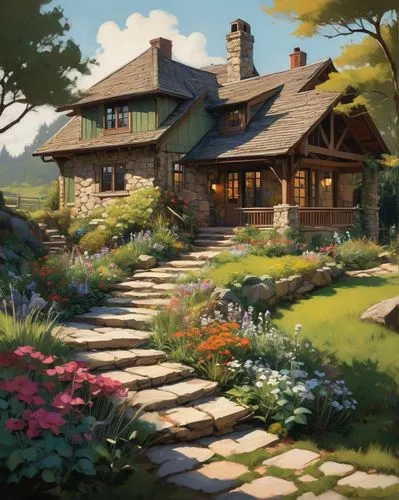 home landscape,summer cottage,country cottage,cottage,beautiful home,country estate,country house,house in the mountains,house in mountains,house in the forest,dreamhouse,little house,forest house,cottage garden,roof landscape,farm house,landscaping,farmhouse,house painting,the cabin in the mountains,Conceptual Art,Oil color,Oil Color 04