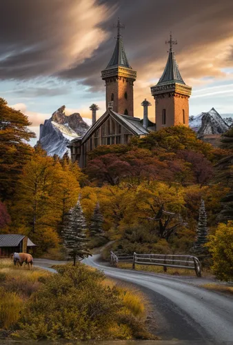 torres del paine national park,torres del paine,northern norway,wooden church,autumn mountains,stave church,autumn scenery,autumn landscape,fall landscape,frederic church,autumn idyll,lofoten,fairytale castle,tekapo,patagonia,alpine pastures,ushuaia,mountain settlement,mt cook,autumn background,Realistic,Landscapes,Mountain Scenery