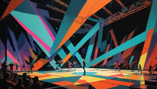 concert dance,stage design,stage curtain,concert,prism ball,circus stage,neon arrows,rave,musical dome,high-wire artist,rock concert,music festival,live concert,rainbow jazz silhouettes,muse,cd cover,concert stage,concert flights,capital cities,lights serenade,Conceptual Art,Oil color,Oil Color 04