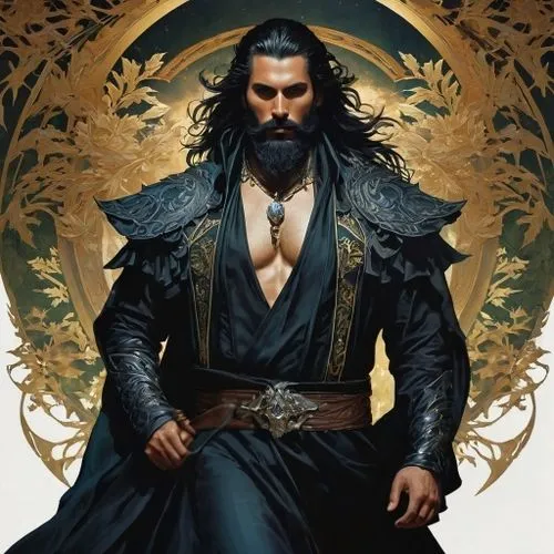 a character dressed as the witch god with long hair and black robe on,khilji,khal,dhritarashtra,bhishma,atharva,bahubali