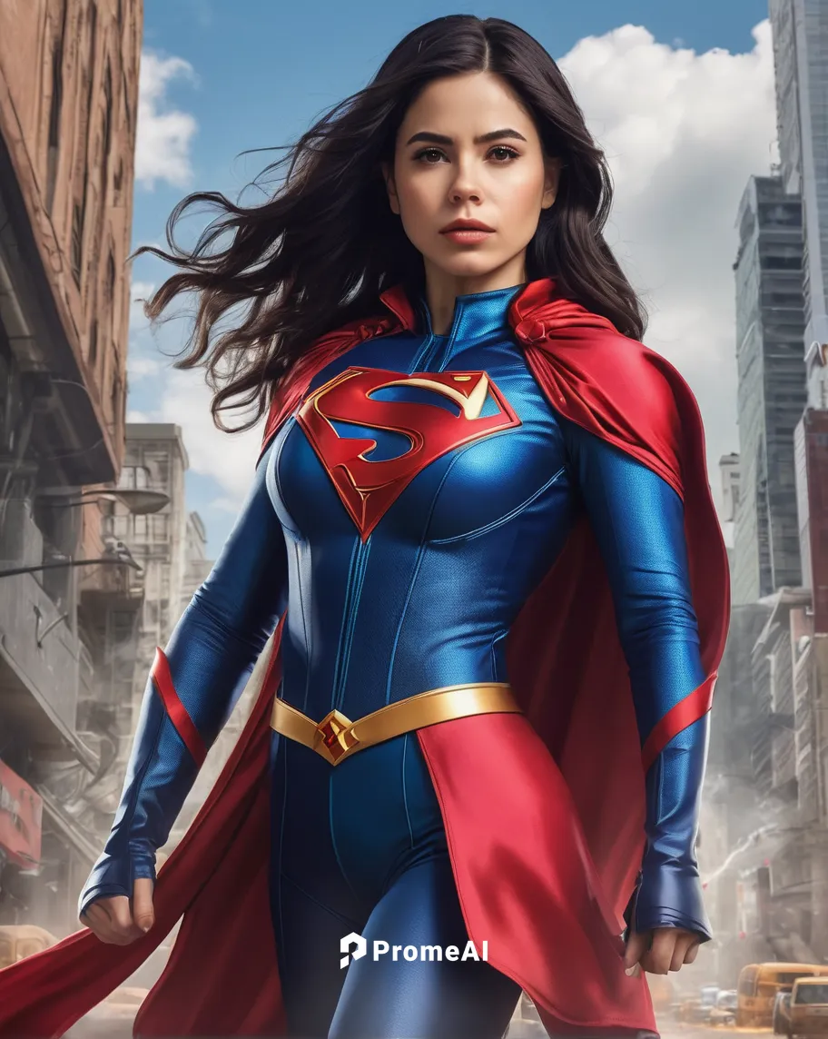 Imagine Jimena Sanchez as a superhero with incredible powers saving the world from a global disaster.,super woman,super heroine,wonder woman city,superhero background,wonderwoman,wonder,goddess of jus