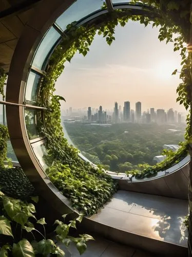 round window,singapore,futuristic architecture,ecotopia,futuristic landscape,glass sphere,semi circle arch,roof garden,window view,glass window,portholes,porthole,observation deck,window to the world,biospheres,transparent window,singapore landmark,sathorn,terrarium,roof landscape,Art,Artistic Painting,Artistic Painting 47