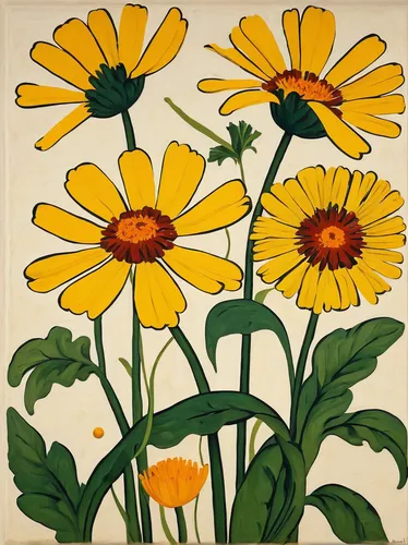 rudbeckia,sunflowers in vase,rudbeckia nidita,sun daisies,yellow daisies,marguerite,rudbeckia fulgida,barberton daisies,marguerite daisy,david bates,rudbeckia nitida,flower painting,helianthus,sun flowers,illustration of the flowers,marigolds,flowers png,daisy flowers,sunflower paper,daisies,Art,Artistic Painting,Artistic Painting 39