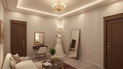 manequin with bridal dress,3d rendering,interior decoration,luxury home interior,hallway space,interior design,interior decor,search interior solutions,render,interior modern design,danish room,beauty