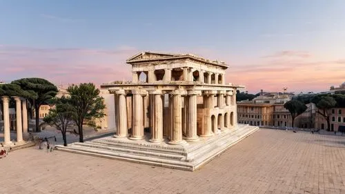 Greek temple in rome. Sunset ,temple of diana,ancient roman architecture,roman temple,ancient rome,greek temple,ancient greek temple,doric columns,fori imperiali,rome,capitoline hill,roman forum,etern