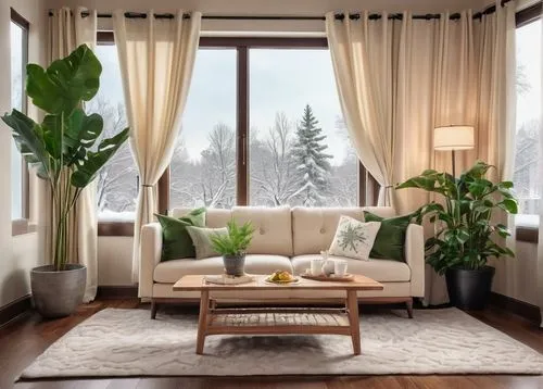 winter window,sunroom,livingroom,sitting room,scandinavian style,window curtain,living room,home interior,interior decor,wooden windows,winter house,modern decor,bay window,interior decoration,contemporary decor,bamboo curtain,houseplants,window blinds,apartment lounge,modern room,Illustration,Abstract Fantasy,Abstract Fantasy 23