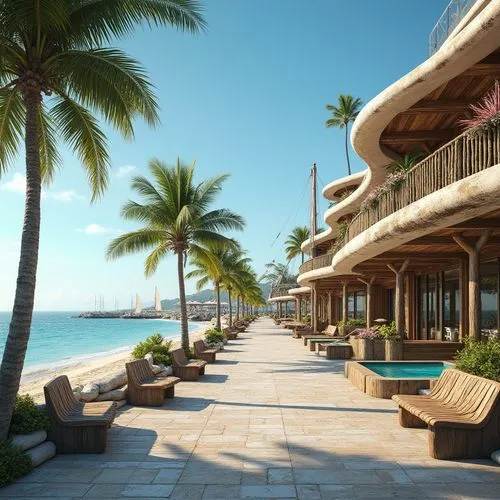 beachfront,palmilla,beach resort,over water bungalows,oceanfront,3d rendering,renderings,tropical house,seaside resort,fisher island,resort,paradisus,penthouses,amanresorts,tropical beach,shorefront,outrigger,holiday villa,render,harborfront,Photography,General,Realistic